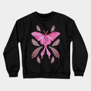 Pink Watercolor Luna Moth Crewneck Sweatshirt